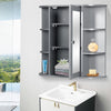 Wall-mounted Hanging Bathroom Cabinet Wooden Adjustable Shelves&Mirror, Adjustable Height, Large Capacity