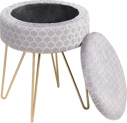 Footstool Velvet Round Ottoman Pouffe Stool