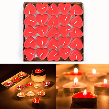 50 Pcs Love Heart Shape Tealights Love Candles
