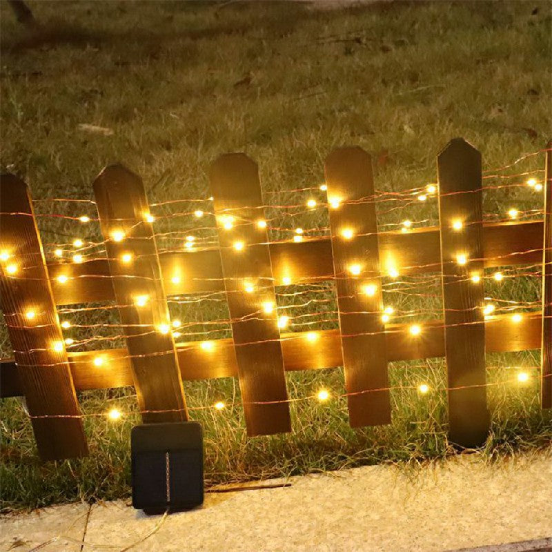 12M 100 LEDs Solar Fairy Lights Waterproof String Light Copper Wire for Outdoor Garden Decor - Warm White Light