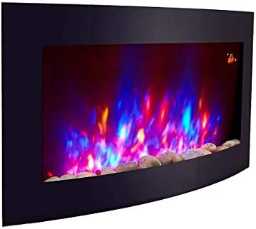 Large Fireplace Black Glass Screen Wall Mounted Fireplace