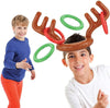 Christmas Inflatable Reindeer Antler Hat, Inflatable Reindeer Antler Ring Toss Game for Christmas Xmas Party Supplies ( 4 Rings, 1 set Antlers)