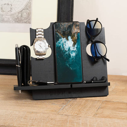 Wooden Docking Station Organisation Nightstand