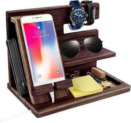 Premium Wooden Docking Station Organisation Nightstand