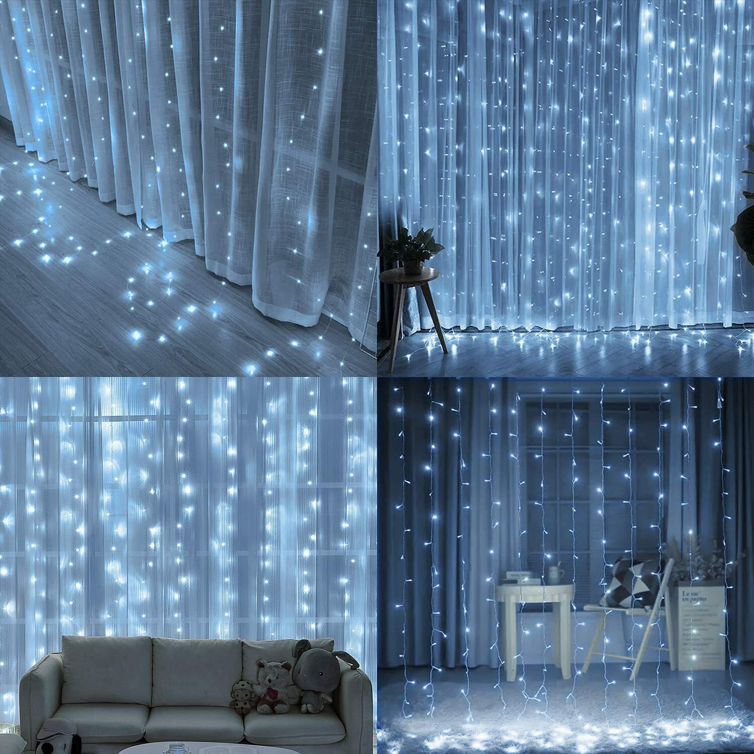 300 LED Curtain Fairy Lights String Indoor/Outdoor Backdrop Wedding Xmas Party