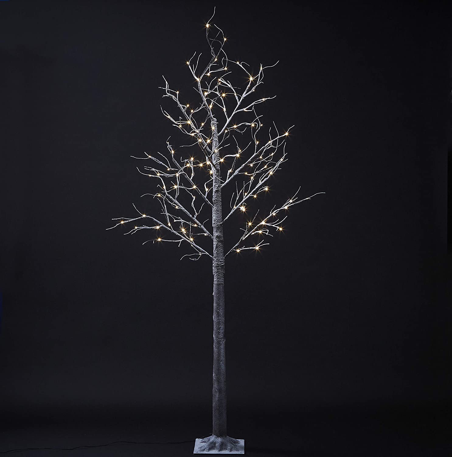 6ft Snowy Effect Brown Christmas Twig Tree Pre Lit With 96 Warm White LED