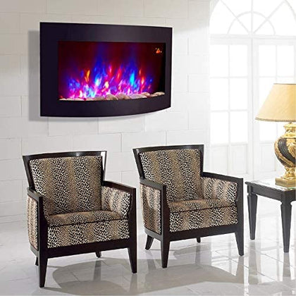 Large Fireplace Black Glass Screen Wall Mounted Fireplace