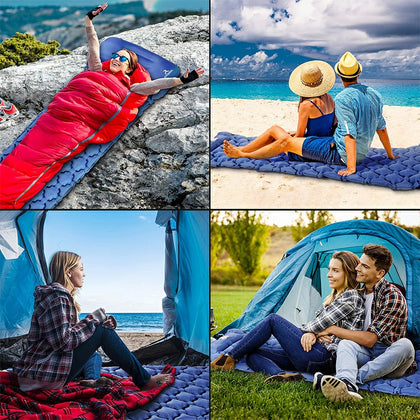 Integrated Foot Pump Portable Inflatable Camping Sleeping Mat with Pillow