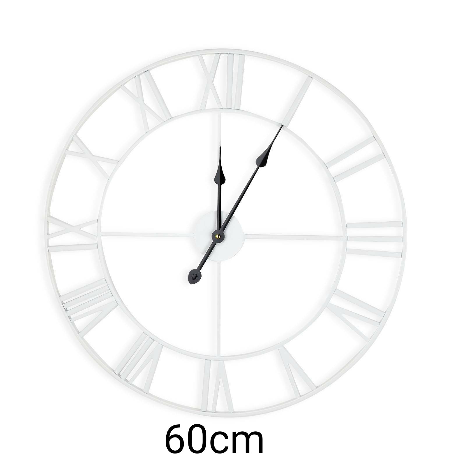 60cm White Metal Roman Clock
