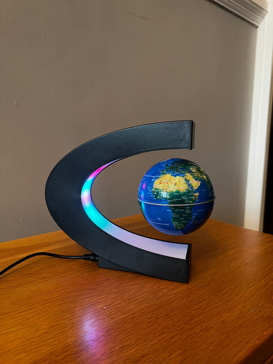 Floating World Globe with Coloured LED Lights – Gearcourt