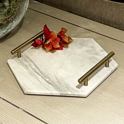 Hexagonal Marble Serving Tray