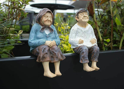 Garden Ornaments Grandfather Grandmother Statues Old People Papa Nana Figures
