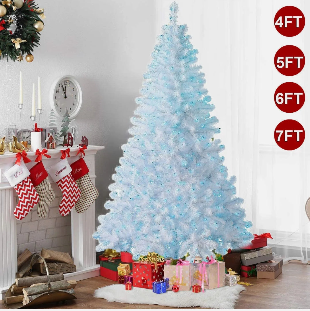White Christmas Tree With Blue LED Lights