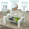 Rectangle Glass Coffee Table With Storage Modern Living Room Furniture Chrome