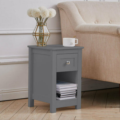 Modern Small Side Slim Table Drawer Wooden Sofa End Night Stand Bedside Cabinet