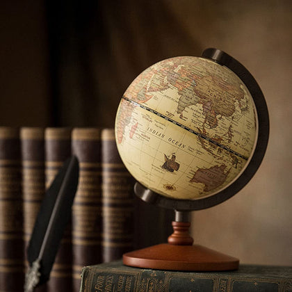 Antique Geographic Globes with A Wood Base