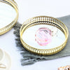 Gold Round Mirror Glass Decorative Tray