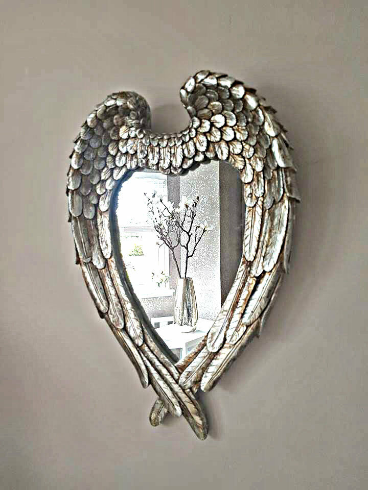 Large Bevelled Silver Wall Hanging Mirror