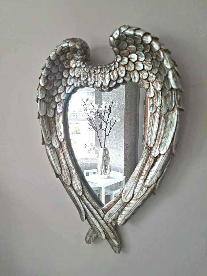 Large Bevelled Silver Wall Hanging Mirror