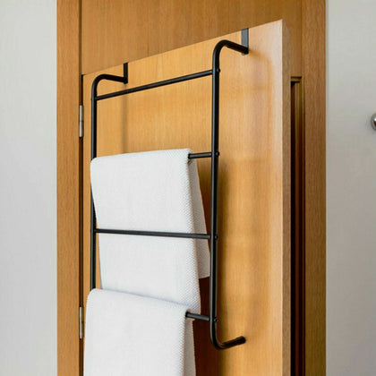 Over the Door Hanging Towel Rail Modern Bathroom Towel Rack Holder with 4 Bars