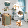 Bamboo Bathroom Shelf Tilt-out Laundry Hamper Storage Organiser w/Laundry Basket