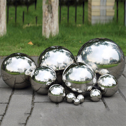 6x Steel Silver Mirror Sphere Hollow Gazing Ball Home Garden Ornament Decor