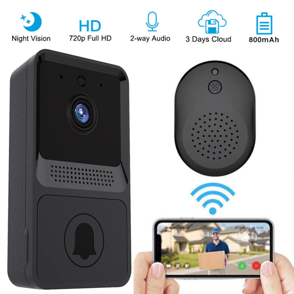 Wireless Wifi Video Doorbell Smart Phone Ring Security Camera Bell +  Batteries