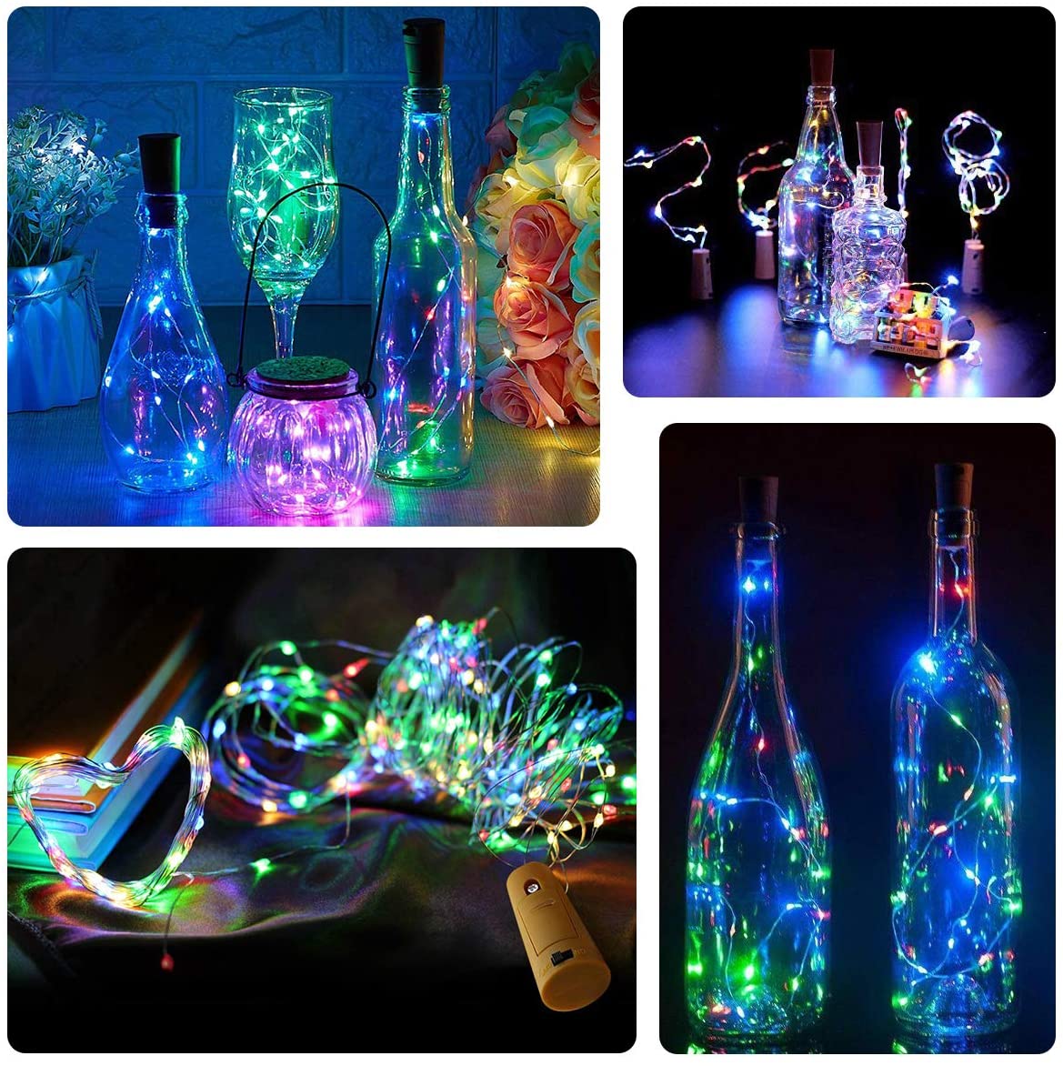 Bottle Lights with Cork, 10 Pack Copper Wire with 20 LEDs 2M LED String Lights, Battery Operated
