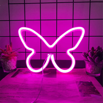 Neon Butterfly Light Pink Neon Sign LED Neon Lights Wall Neon Light USB or Battery Operated