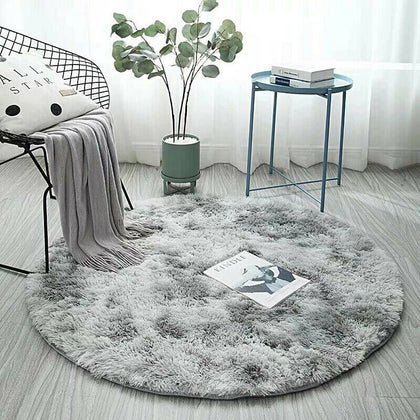 Circle Round Shaggy Rug Living Room Bedroom Carpet Floor Fluffy Mat Anti-Skid x1