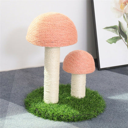 Mushroom Cat Tree Scratching Post Tower Climbing Activity Natural Sisal Ropes