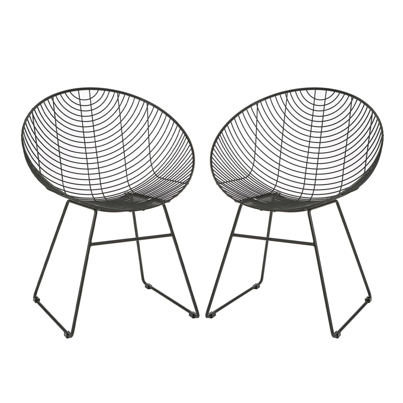 2x Metal Wire Lounge Chairs Industrial Desk Furniture Accent Chair Black