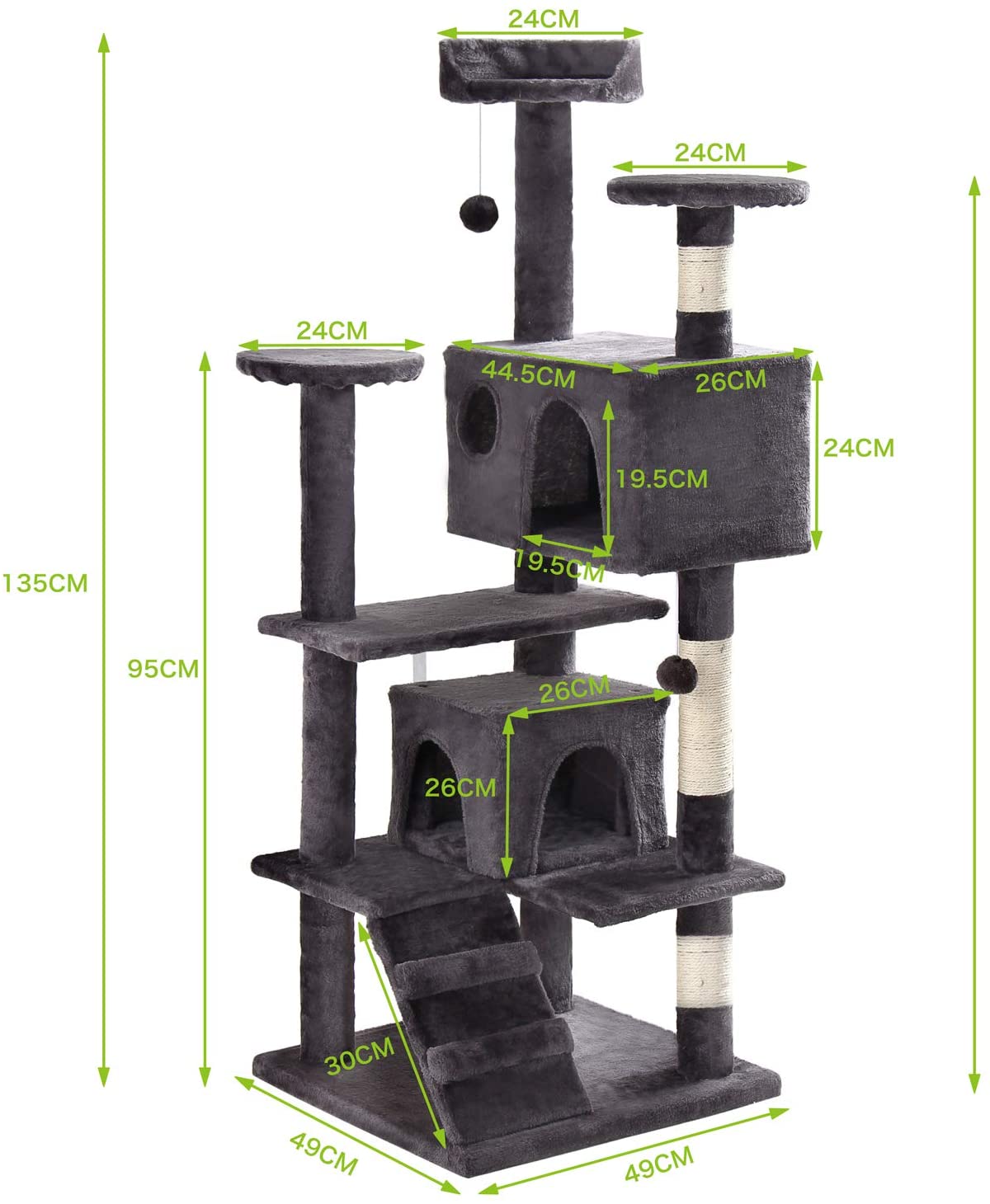 Cat Tree Tower, Cat Condos with Sisal Scratching Posts