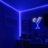 Cocktail Glass Neon Signs Blue Led Neon Wall Lights Martini Glass Neon Light Sign 17''x13''