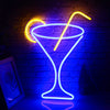 Cocktail Glass Neon Signs Blue Led Neon Wall Lights Martini Glass Neon Light Sign 17''x13''