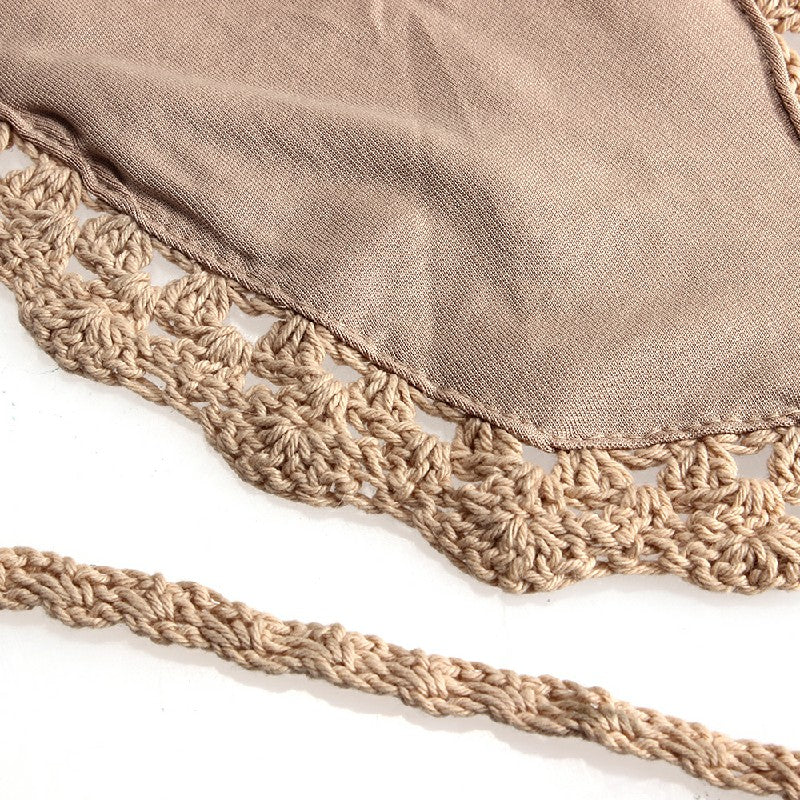 Crochet Lace Bralette Knit Bra - Khaki