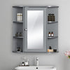 Wall-mounted Hanging Bathroom Cabinet Wooden Adjustable Shelves&Mirror, Adjustable Height, Large Capacity