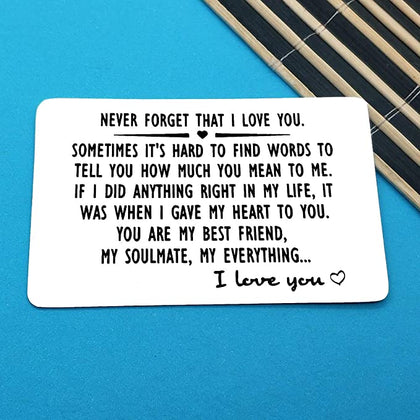 Engraved Wallet Insert Card for Boyfriend Husband Never Forget That I Love You