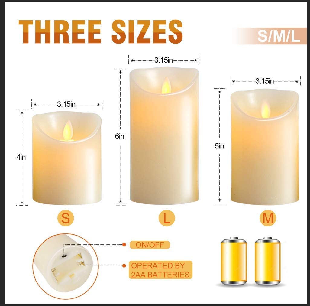 LED Candles Flameless Candles 300 Hour Decorating Pillars, Set of 3