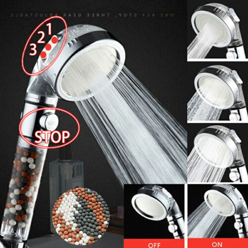 High Pressure 3 Mode with ON/Off Pause Function Spray Filter Filtration RV Handheld Showerhead