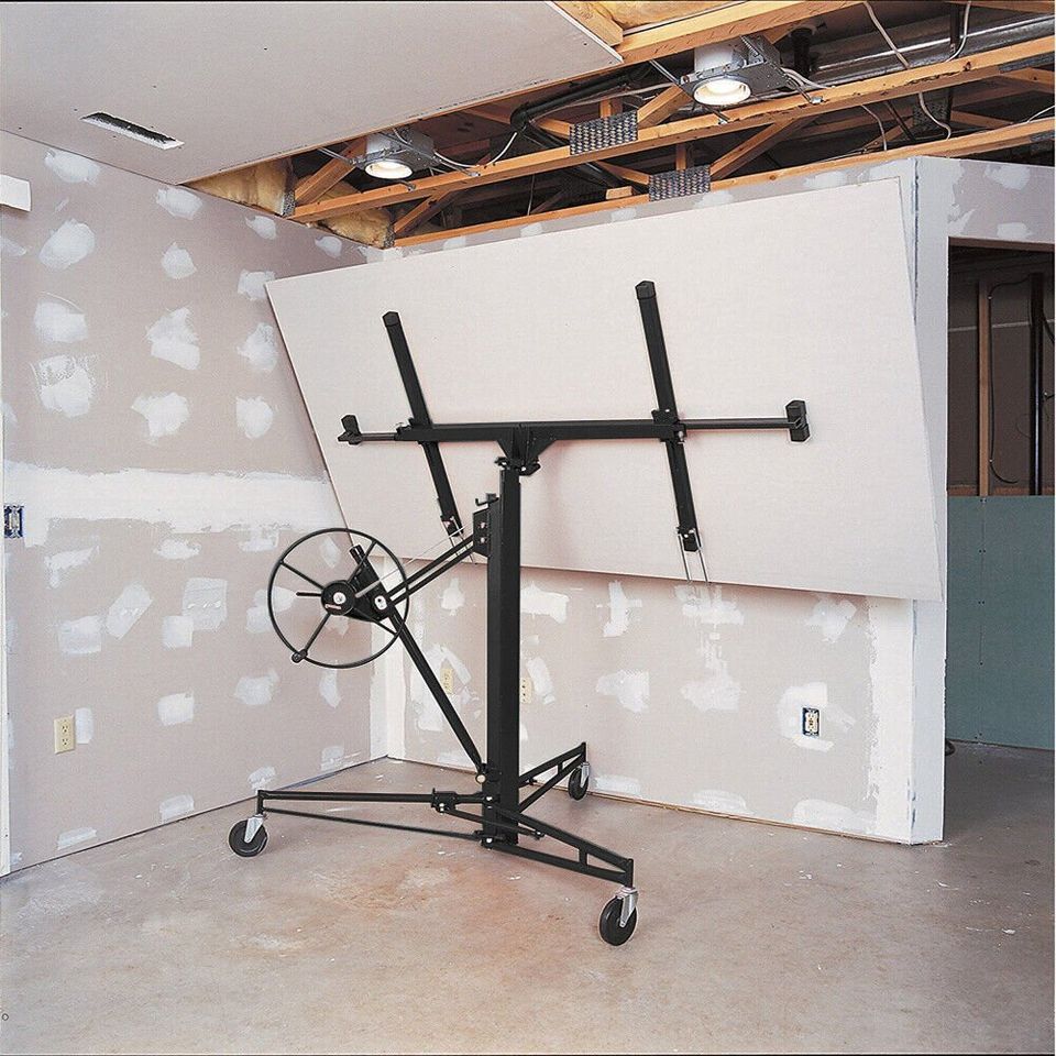 11Ft Drywall Caster Plaster Board Lift Rolling Panel Hoist Sheet Lifter Workshop