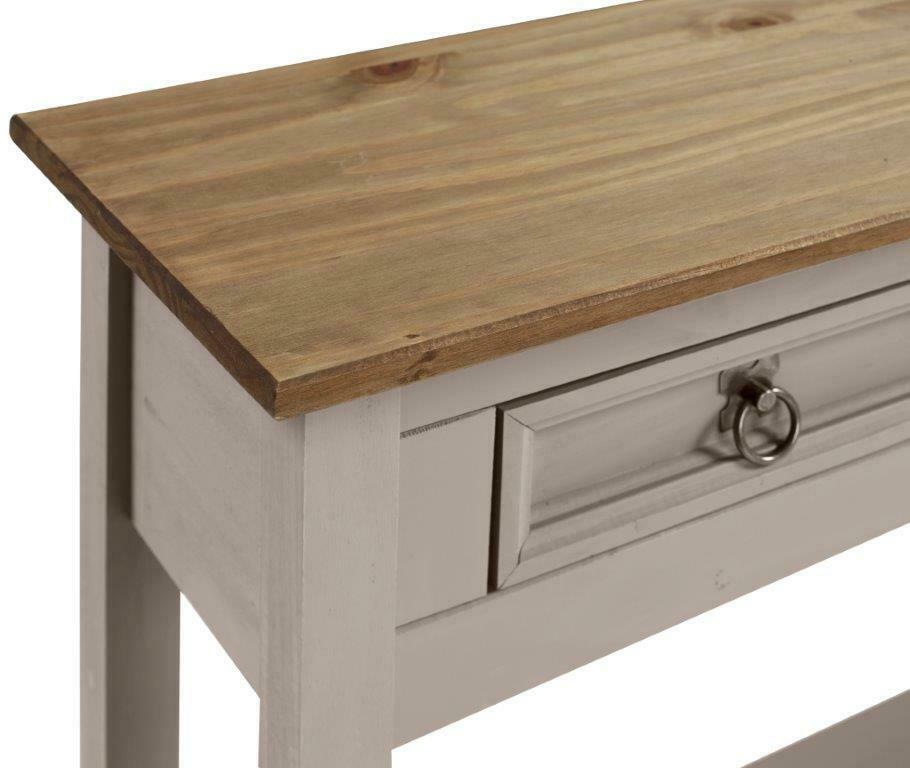 Grey Table Wax 2 Drawer Solid Pine Hall