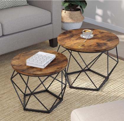 Round 2 Set Coffee Tables Robust Centre Steel Frame, for Living Room