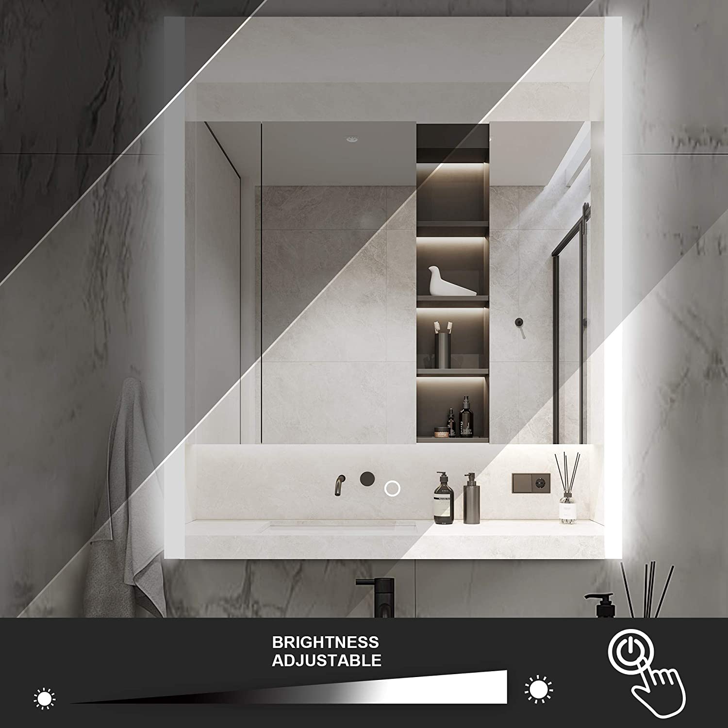 60 x 80cm Led Bathroom Wall Mirror with Lights and bluetooth music