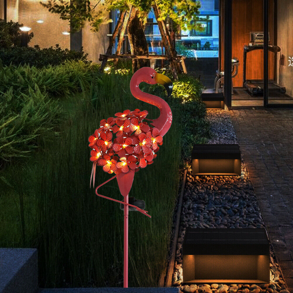 Solar Power Flamingo Light Garden LED Statue Lawn Lamp Ornament Landscape Decor