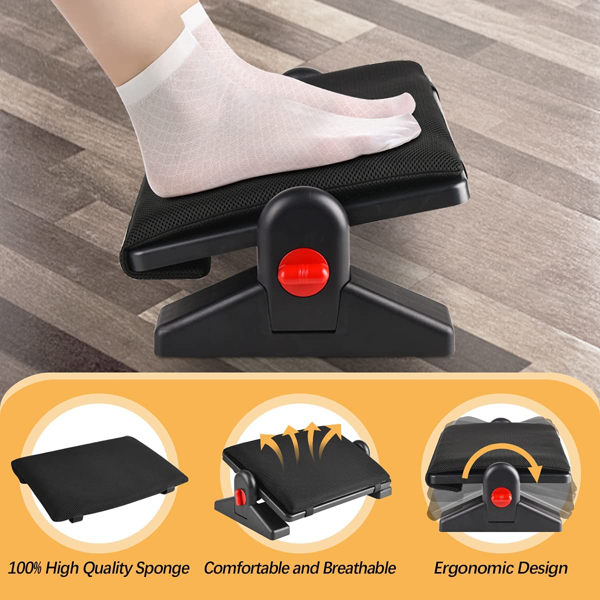 Footrest Adjustable Ergonomic Foot Rest for Under Desk