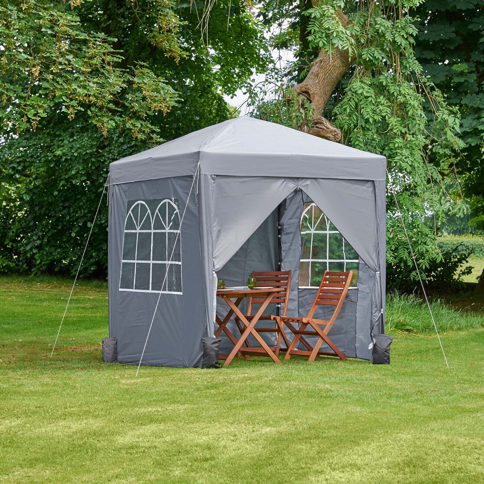 Pop Up Gazebo 2x2m Marquee with Removable Side Panels – Grey