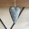 Rustic Grey Dotted Metal Heart