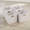 Large White Foldable Storage Folding Box Fabric Cube Oval Handle 4 Piece Set