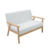 Modern 2 Seater Sofa Armchair Upholstered Fabric Linen Seat Wooden Sofa